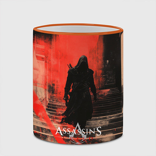 Кружка цветная Assassins Creed poster style / 3D-Оранжевый кант – фото 2