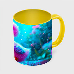 Кружка 3D Розовая уточка, цвет: 3D-белый + желтый