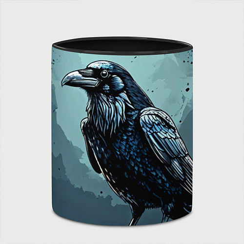 Кружка цветная Черный ворон на черном / 3D-Белый + черный – фото 2