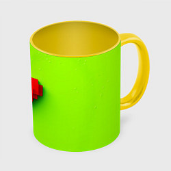 Кружка 3D Пиксельное красное сердечко, цвет: 3D-белый + желтый