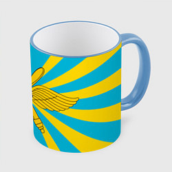 Кружка 3D Воздушно-космические силы, цвет: 3D-небесно-голубой кант
