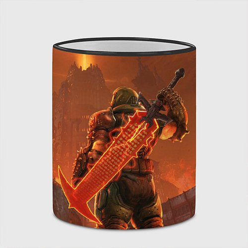 Кружка цветная Палач рока и башня Doom / 3D-Черный кант – фото 2