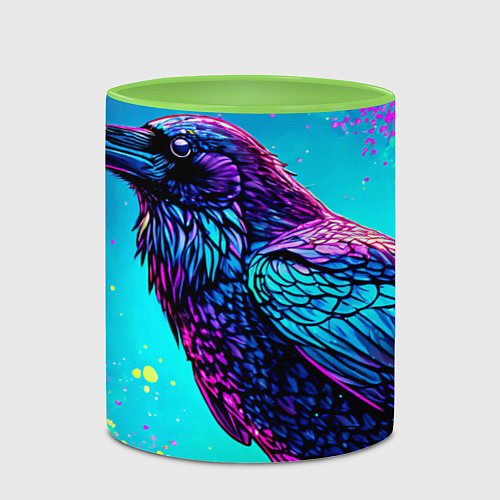 Кружка цветная Ворон в сирени / 3D-Белый + светло-зеленый – фото 2