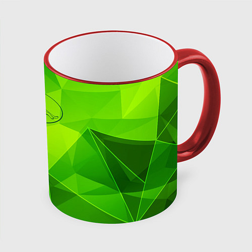 Кружка цветная Jaguar green poly / 3D-Красный кант – фото 1