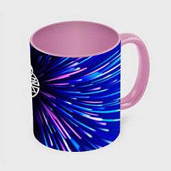 Кружка 3D Disturbed neon energy, цвет: 3D-белый + розовый