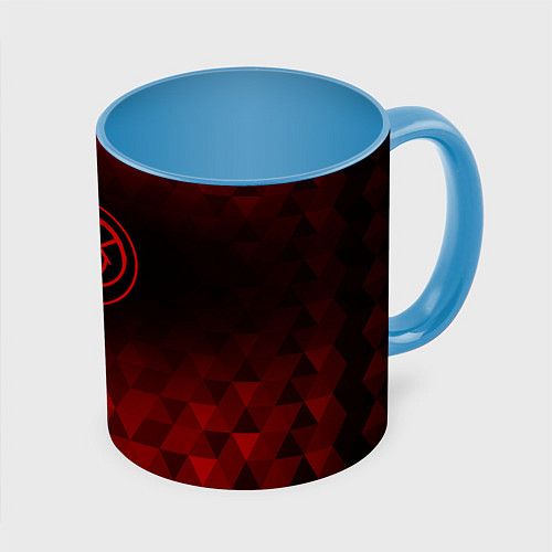 Кружка цветная Blink 182 red poly / 3D-Белый + небесно-голубой – фото 1