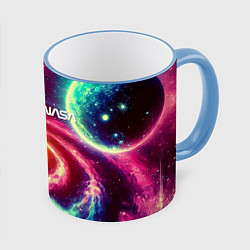 Кружка 3D Spiral galaxy - neon glow, цвет: 3D-небесно-голубой кант