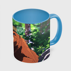 Кружка 3D Русский медведь патриот, цвет: 3D-белый + небесно-голубой