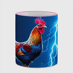 Кружка 3D Петух и молния, цвет: 3D-розовый кант — фото 2