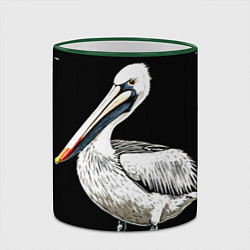 Кружка 3D Пеликан на черном, цвет: 3D-зеленый кант — фото 2