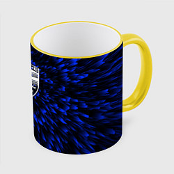 Кружка 3D Porsche blue energy, цвет: 3D-желтый кант