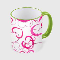 Кружка 3D Подборка сердец, цвет: 3D-светло-зеленый кант