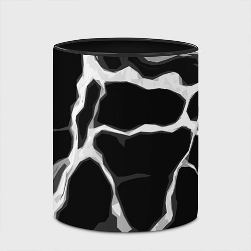 Кружка цветная Белые абстрактные полосы на чёрном фоне / 3D-Белый + черный – фото 2