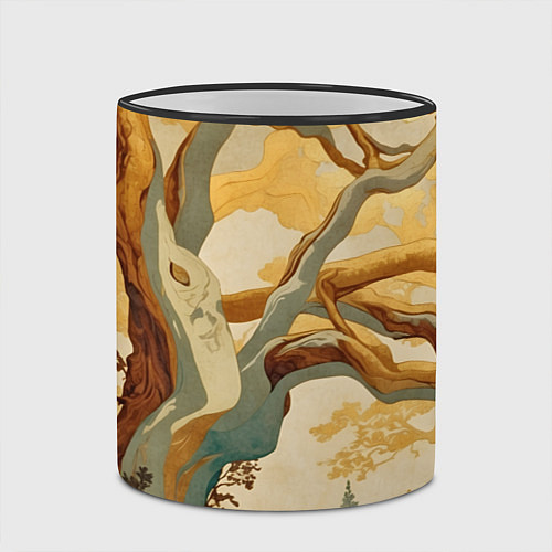 Кружка цветная Дерево в японском стиле / 3D-Черный кант – фото 2