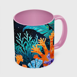Кружка 3D Космические кораллы, цвет: 3D-белый + розовый