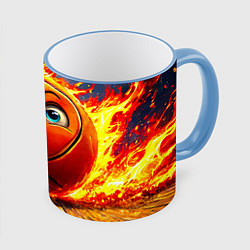 Кружка 3D Веселый баскетбольный мяч, цвет: 3D-небесно-голубой кант