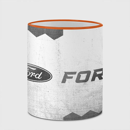 Кружка цветная Ford - white gradient по-горизонтали / 3D-Оранжевый кант – фото 2