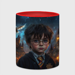 Кружка 3D Гарри Поттер и замки на фоне, цвет: 3D-белый + красный — фото 2