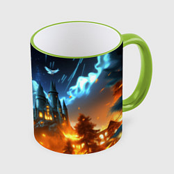 Кружка 3D Гарри Поттер замок в небе, цвет: 3D-светло-зеленый кант