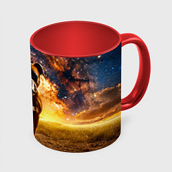 Кружка 3D Немецкий боксер и звездное небо, цвет: 3D-белый + красный