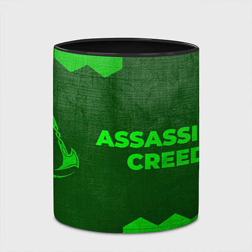 Кружка цветная Assassins Creed - green gradient по-горизонтали / 3D-Белый + черный – фото 2