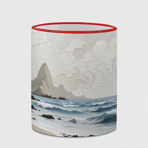 Кружка цветная Нежный морской пейзаж / 3D-Красный кант – фото 2
