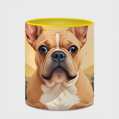 Кружка цветная Бульдог и пальмы / 3D-Белый + желтый – фото 2