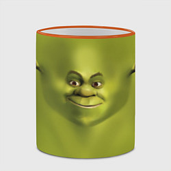Кружка 3D Лицо Шрека 3D мем крупно, цвет: 3D-оранжевый кант — фото 2
