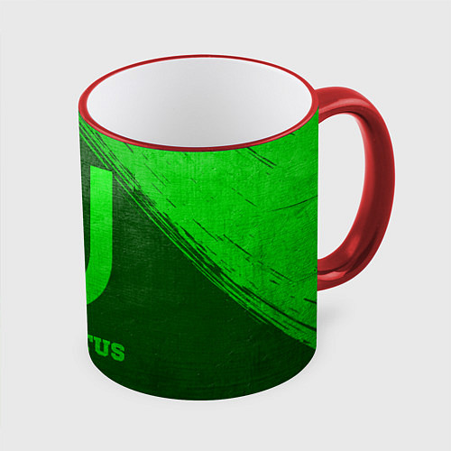 Кружка цветная Juventus - green gradient / 3D-Красный кант – фото 1