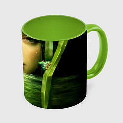 Кружка 3D Девушка tropic, цвет: 3D-белый + светло-зеленый