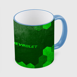 Кружка 3D Chevrolet - green gradient по-горизонтали, цвет: 3D-небесно-голубой кант