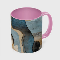 Кружка 3D Абстракция с песком и водой, цвет: 3D-белый + розовый