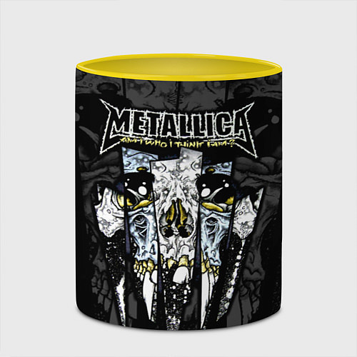 Кружка цветная Metallica - skull with fangs / 3D-Белый + желтый – фото 2