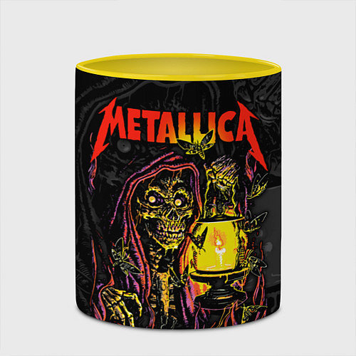 Кружка цветная Metallica - skeleton with a lantern / 3D-Белый + желтый – фото 2