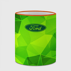 Кружка 3D Ford green poly, цвет: 3D-оранжевый кант — фото 2