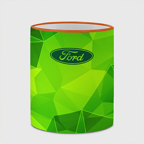 Кружка цветная Ford green poly / 3D-Оранжевый кант – фото 2