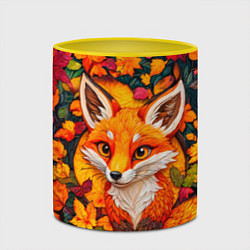 Кружка 3D Лисенок в осенних листьях, цвет: 3D-белый + желтый — фото 2