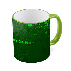 Кружка 3D Twenty One Pilots - green gradient по-горизонтали, цвет: 3D-светло-зеленый кант