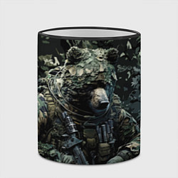Кружка 3D Медведь снайпер в лиственном камуфляже, цвет: 3D-черный кант — фото 2