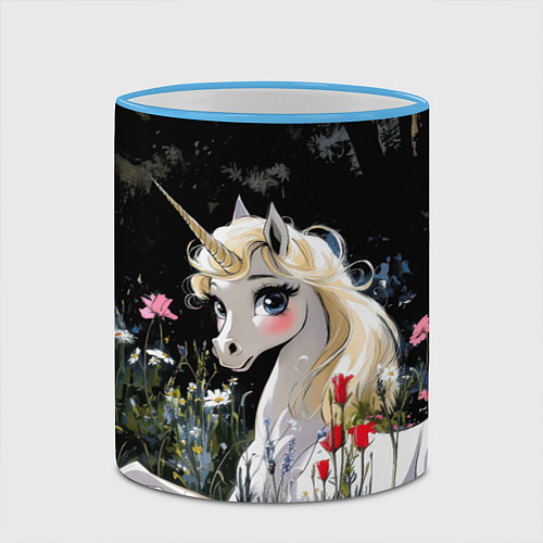 Кружка цветная Единорожка с золотыми копытами / 3D-Небесно-голубой кант – фото 2