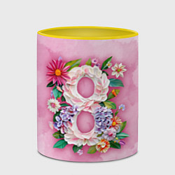 Кружка 3D Восемь в цветах - 8 марта, цвет: 3D-белый + желтый — фото 2