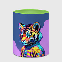 Кружка 3D Cool tiger cub - pop art, цвет: 3D-белый + светло-зеленый — фото 2