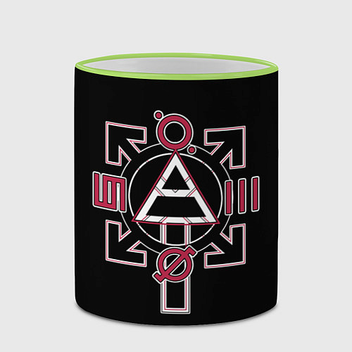 Кружка цветная 30 Seconds to Mars - poster / 3D-Светло-зеленый кант – фото 2