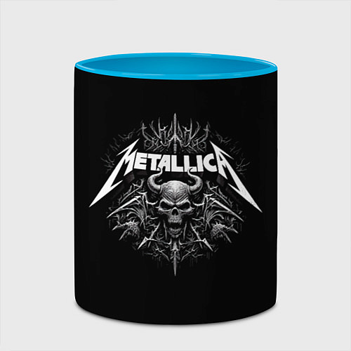 Кружка цветная The horned skull - Metallica / 3D-Белый + небесно-голубой – фото 2