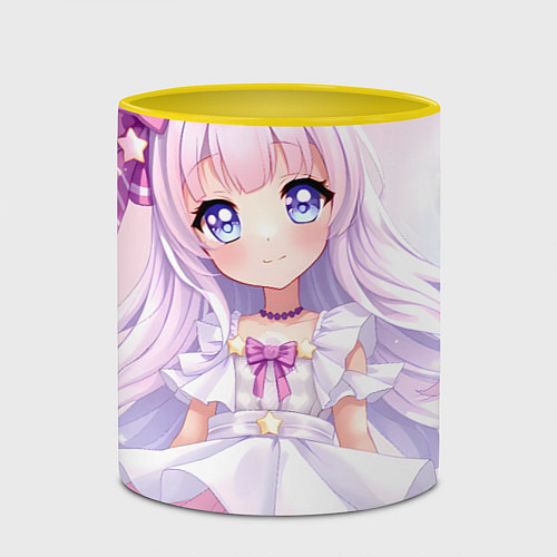 Кружка цветная Аниме в светлых оттенках / 3D-Белый + желтый – фото 2
