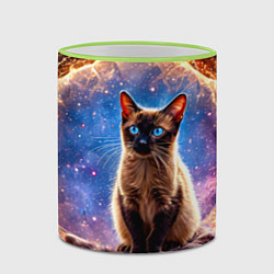 Кружка 3D Сиамская кошка в космосе, цвет: 3D-светло-зеленый кант — фото 2