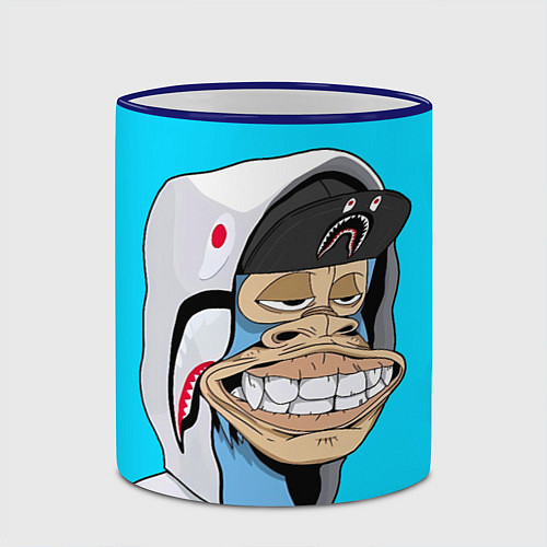 Кружка цветная NFT ape in the hood / 3D-Синий кант – фото 2