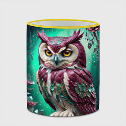 Кружка 3D Волшебная сова в самоцветном лесу, цвет: 3D-желтый кант — фото 2