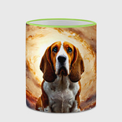 Кружка 3D Бассет-хаунд в космосе, цвет: 3D-светло-зеленый кант — фото 2
