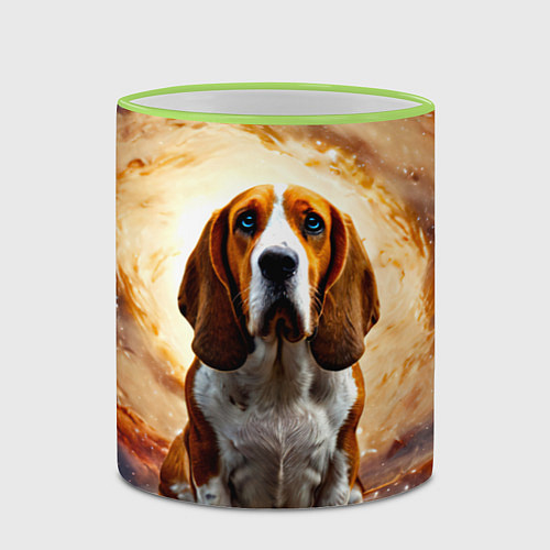 Кружка цветная Бассет-хаунд в космосе / 3D-Светло-зеленый кант – фото 2